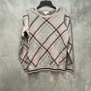 Charter Club Pink/Grey Plaid Crewneck Family